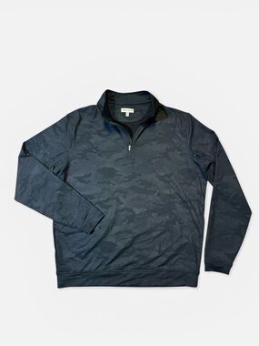 Peter Millar mens L Large black camouflage performance 1/4 zip pullover sweater